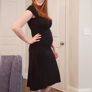 Old Navy Maternity Short Sleeve Fitted Wrap Black Midi Dress Size Medium